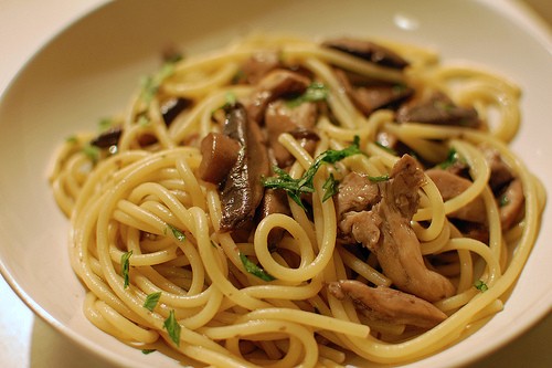 Spaghetti with mushrooms