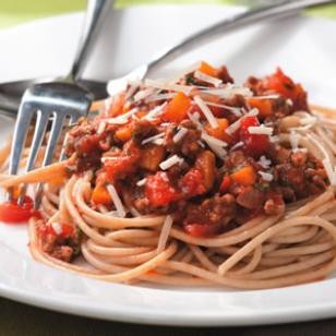 Spaghetti with quick meat sauce