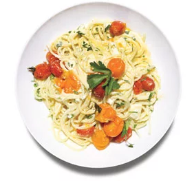 Spaghetti with ricotta and roasted tomatoes