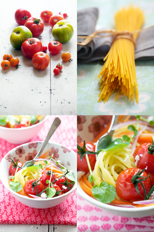 Spaghetti with roasted cherry tomatoes, lemon thyme and honey (Spaghetti aux tomates cerises, thym citron et miel)