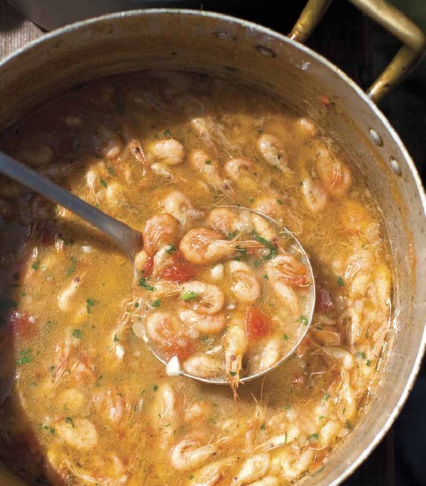 Spaghetti with shrimp and tomato passatina