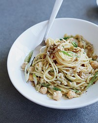 Spaghetti with smoky eggplant sauce