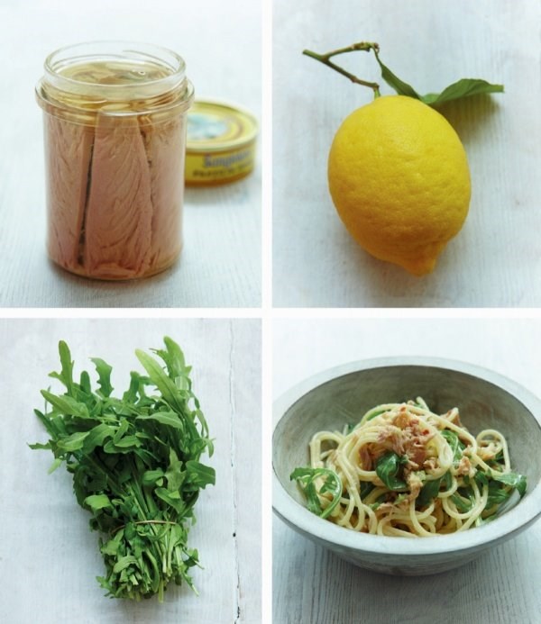 Spaghetti with tuna, lemon & rocket