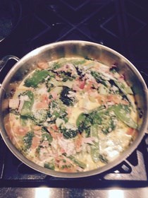Spaghettini with vegetables and pepper-vodka sauce