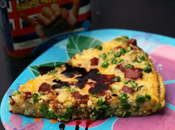 Spam + peas + rice frittata