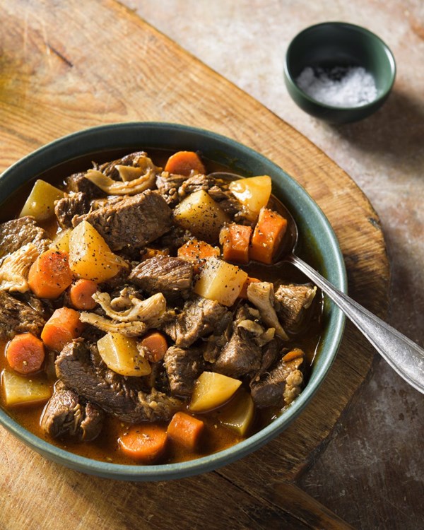 Spanish beef stew with mushrooms and sherry