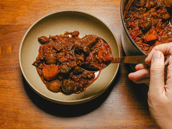 Spanish beef stew with pimento and piquillo peppers