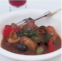 Spanish braised pork with potatoes and olives