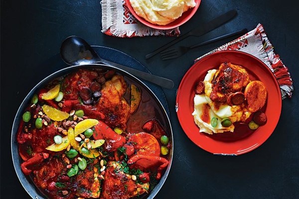 Spanish chicken chorizo bake