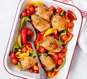 Spanish chicken traybake