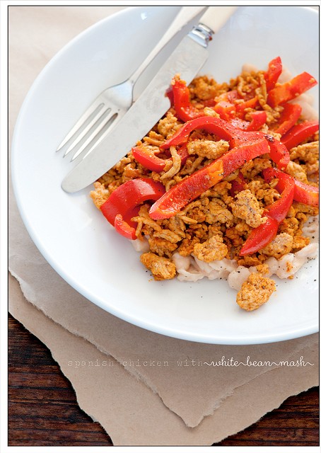 Spanish chicken with white bean mash