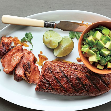 Spanish pork with apple-citrus salsa