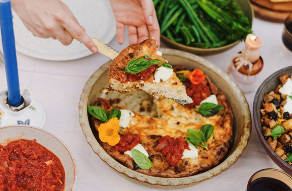 Spanish potato and leek tortilla with easy tomato chutney