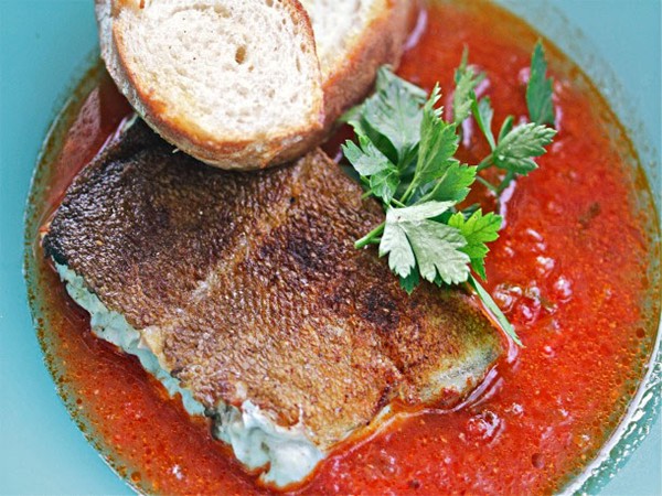 Spanish-style cod in chorizo-tomato broth