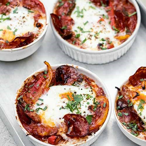 Spanish-style eggs with chorizo