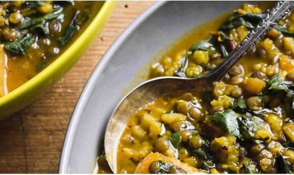 Spanish-style lentil, chard and butternut stew