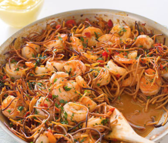 Spanish-style toasted pasta with shrimp