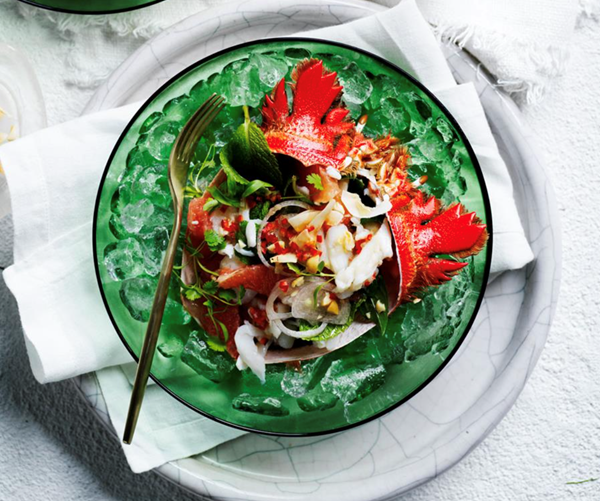 Spanner crab, pink grapefruit and coconut salad