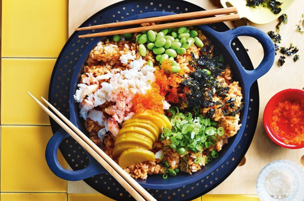 Spanner crab rice, edamame, tobiko