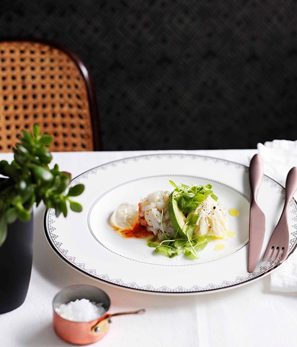 Spanner crab with verjuice and kohlrabi rémoulade [Ross Lusted]