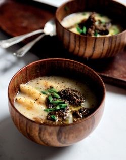 Spargelsuppe with morels [Eugenia Bone]