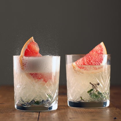 Sparkling Chardonnay mocktail with ruby grapefruit