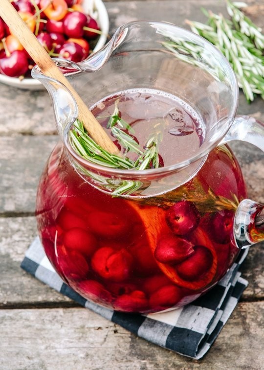Sparkling cherry rosé sangria