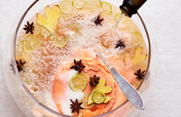 Sparkling ginger-and-spice rum punch