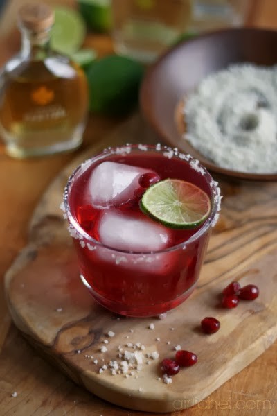 Sparkling pomegranate margaritas