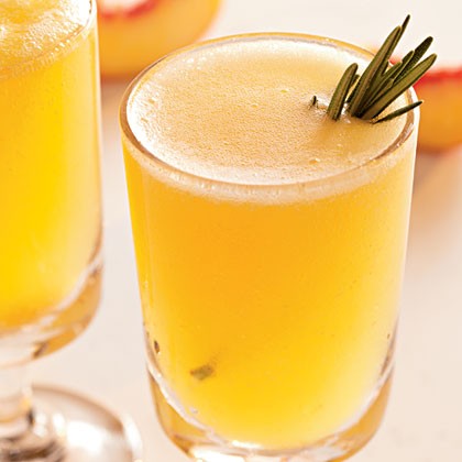 Sparkling rosemary-peach cocktails