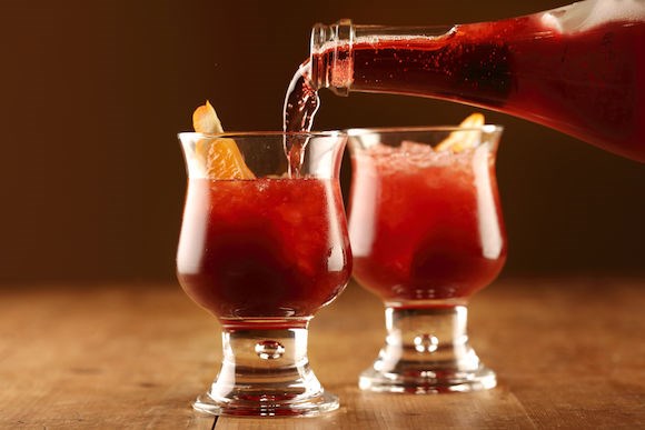 Sparkling ruby Cabernet cocktail with tangelo and Campari