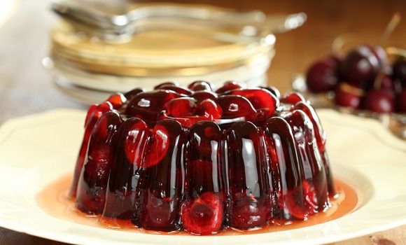Sparkling ruby Cabernet jelly with cherries