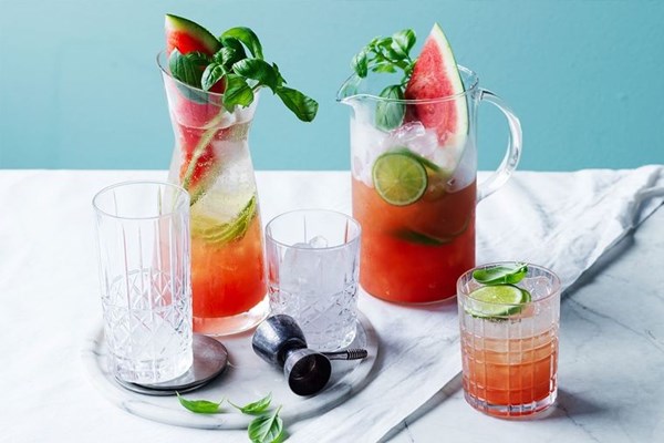 Sparkling watermelon and basil mojito