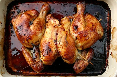 Spatchcock chicken with apple jelly and honey marinade