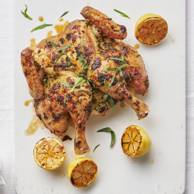 Spatchcock chicken with tarragon & lemon butter