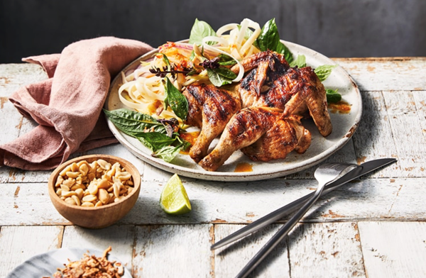 Spatchcock with green papaya noodle salad