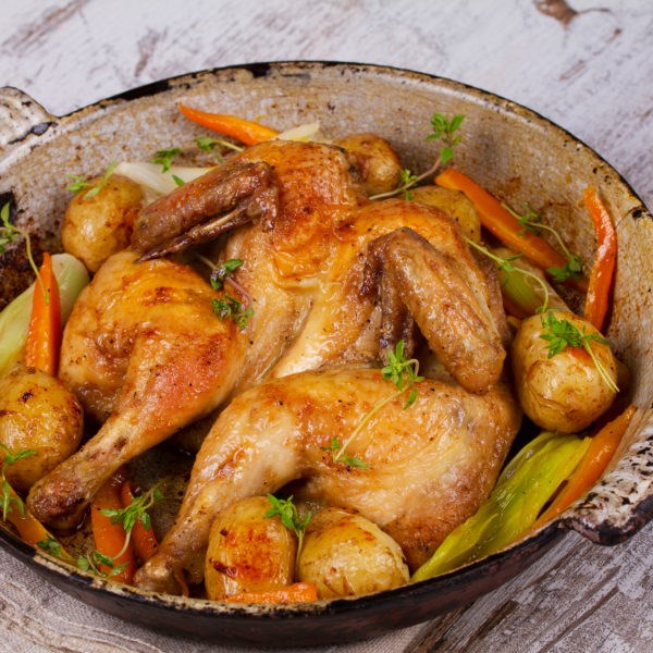 Spatchcocked chicken