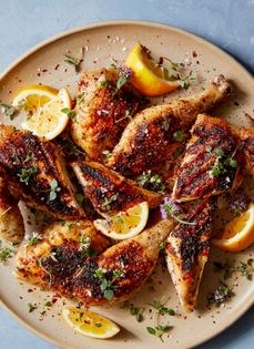 Spatchcocked chicken with preserved lemon marinade