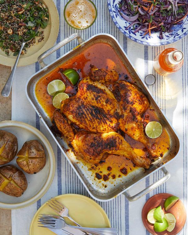 Spatchcocked chicken with smoky mojo