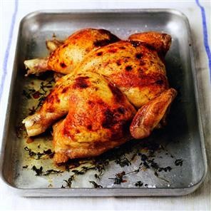 Spatchcocked roast chicken with herbed ricotta stuffing