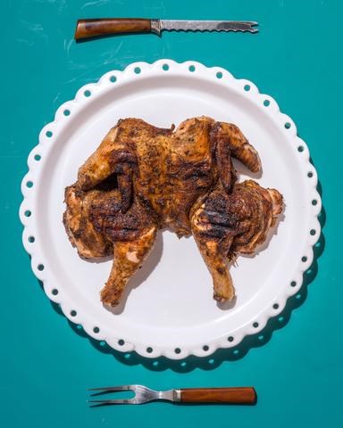 Spatchcocked steakhouse grilled chicken