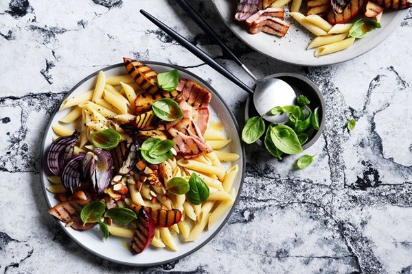Speck & grilled plum salad