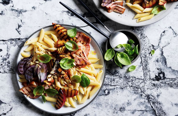Speck and grilled plum salad
