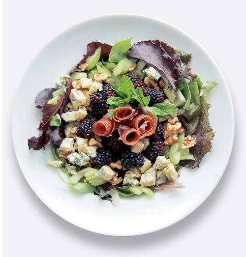 Speck, blue cheese, blackberries and celery