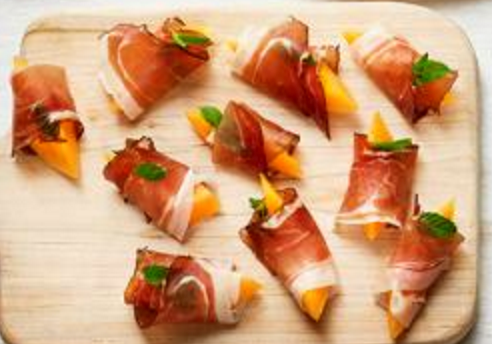 Speck-wrapped melon