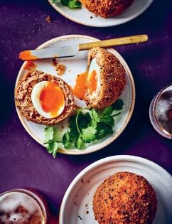 Speckled spiced Scotch eggs