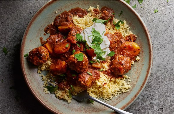 Speedy lamb meatball & butternut tagine