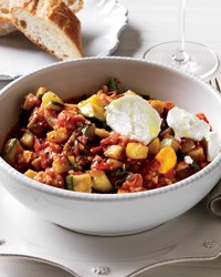 Speedy ratatouille with goat cheese