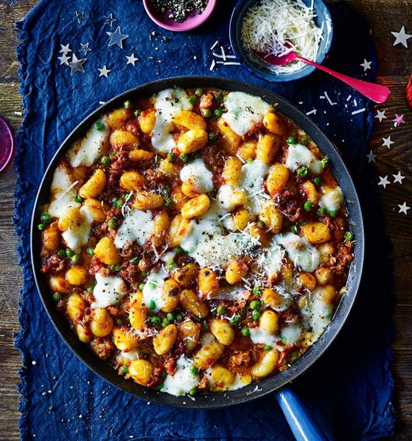 Speedy sausage-meat gnocchi gratin
