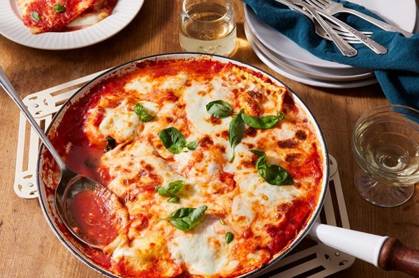 Speedy skillet ravioli lasagna